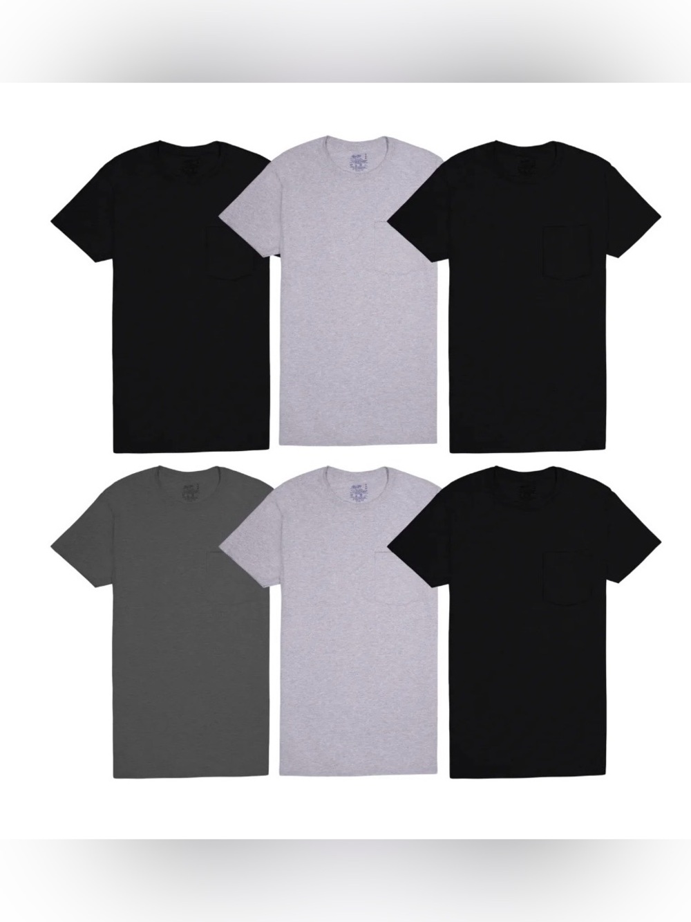 Fruit of the Loom Men's Eversoft Pocket T-Shirt Undershirts, 6-Pack